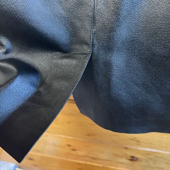 VTG Newport News Easy Style Women's Black L 100% Leather Studded Skirt. Size 10 - Picture 5 of 7